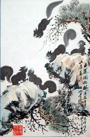 津门实力派画家翟文藻寄情松鼠颇有杜老之风