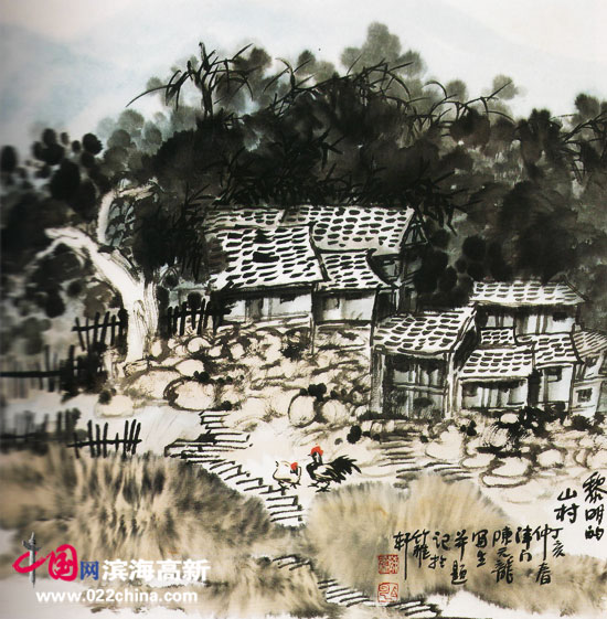 著名画家陈元龙作品:寂静的山村
