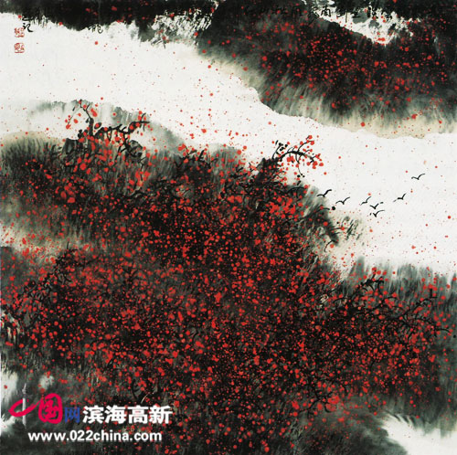 著名画家陈元龙作品:秋山红叶