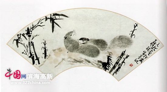 著名画家陈元龙扇面作品(与孙奇峰合作)