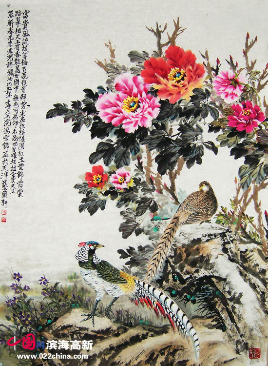 天津“冯牡丹”冯字锦作品:《富贵风流》