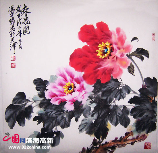 天津“冯牡丹”冯字锦作品:《春花图》
