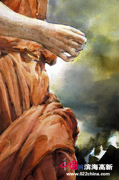 薛义水彩画作品“微风掠过”