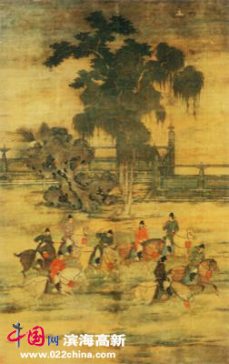 赵喦:《八达游春图轴》