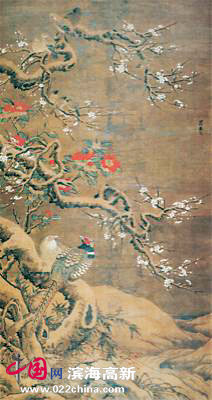 吕纪的《梅竹山禽图》