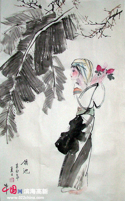 著名画家李领池龙年仕女画新作