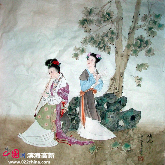 著名画家李领池龙年仕女画新作
