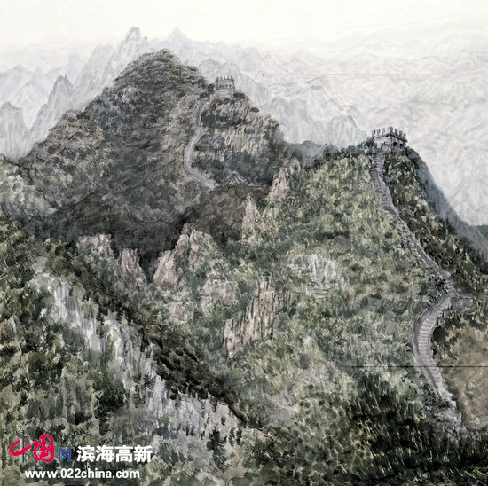 李翔新作:《长城脚踏千山涌 烽火台阶万里春》。