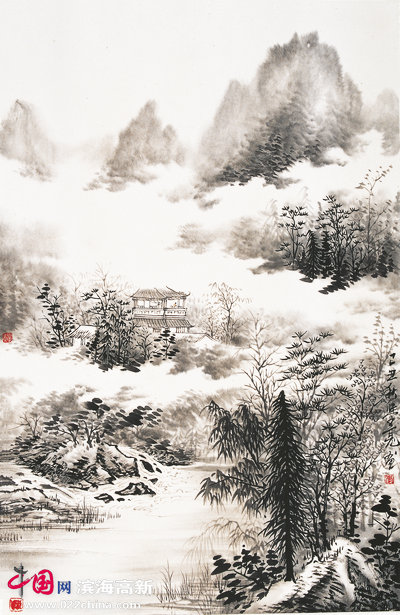 著名画家李学亮山水画作品