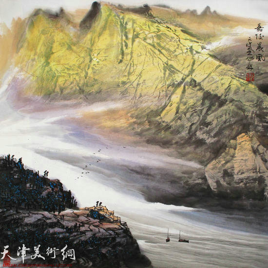 蜀山嘉陵画派创始人向中林作品：嘉陵晨风