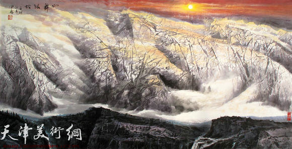 蜀山嘉陵画派创始人向中林作品：山舞银蛇