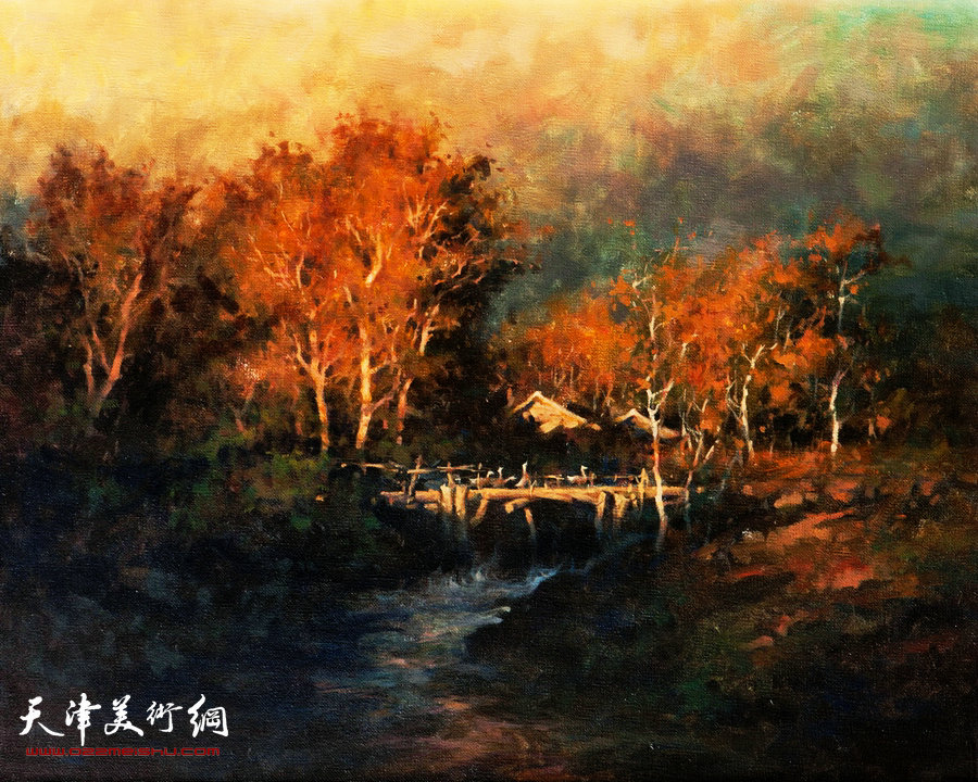 沙志国作品：《夕阳下的乡村》