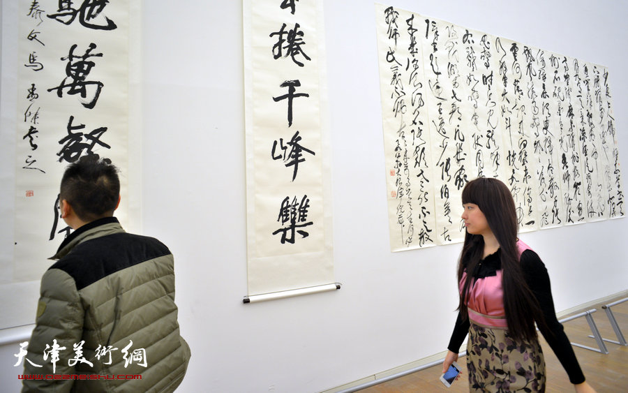 中国梦·天容海色——马孟杰书法作品展在天津美术馆举办。图为书展现场。