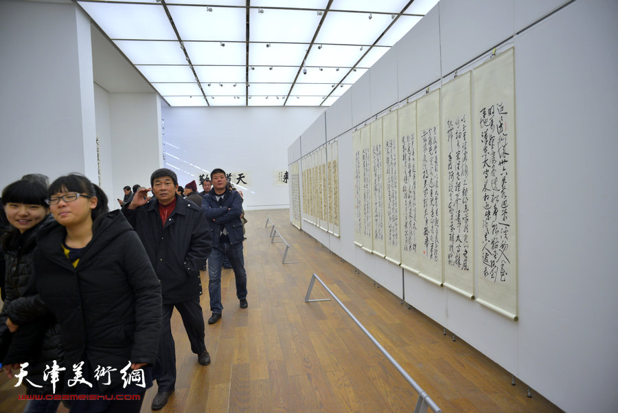 中国梦·天容海色——马孟杰书法作品展在天津美术馆举办。图为书展现场。