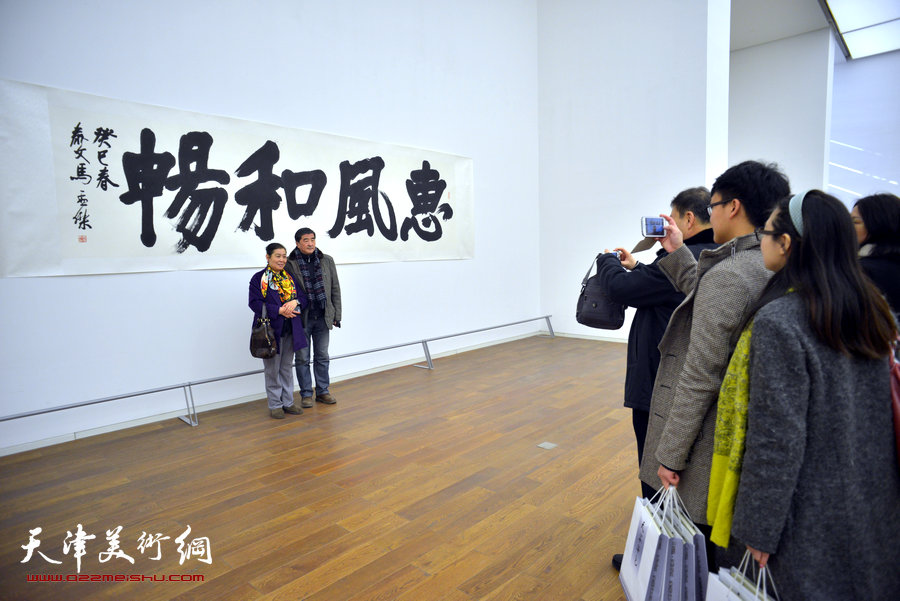 中国梦·天容海色——马孟杰书法作品展在天津美术馆举办。图为书展现场。