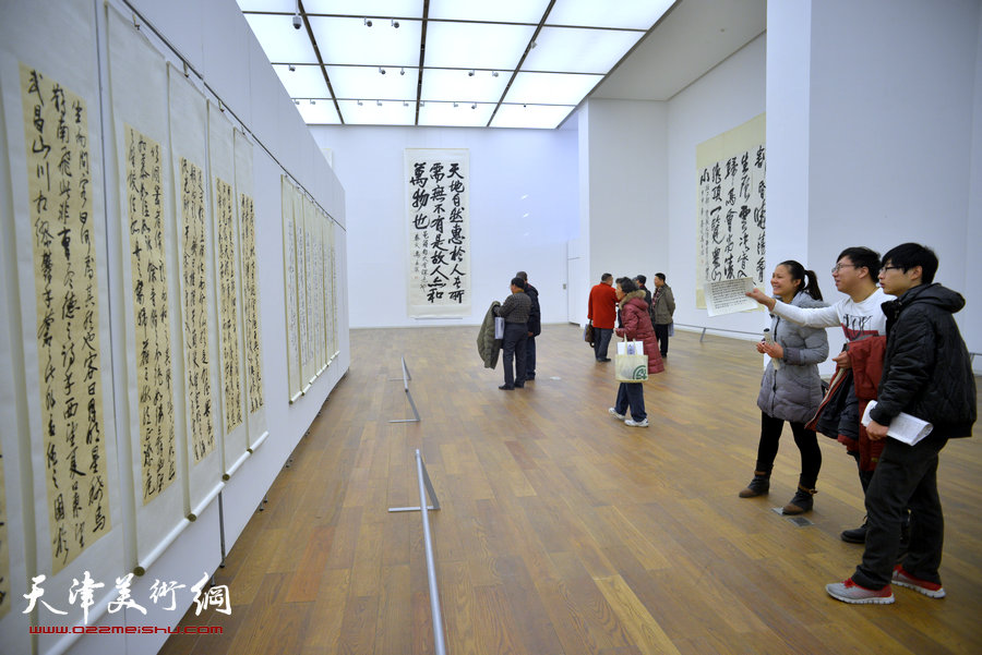 中国梦·天容海色——马孟杰书法作品展在天津美术馆举办。图为书展现场。