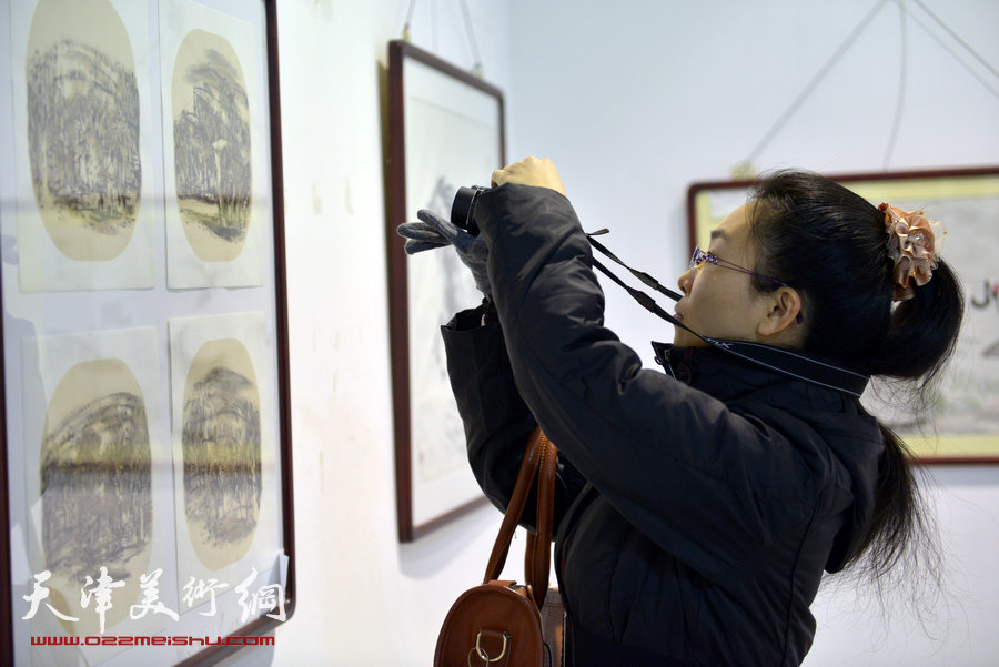 华枝春满—天津美术学院女同学会2014年展暨作品集首发式在六号院艺术馆举行。图为画展现场。
