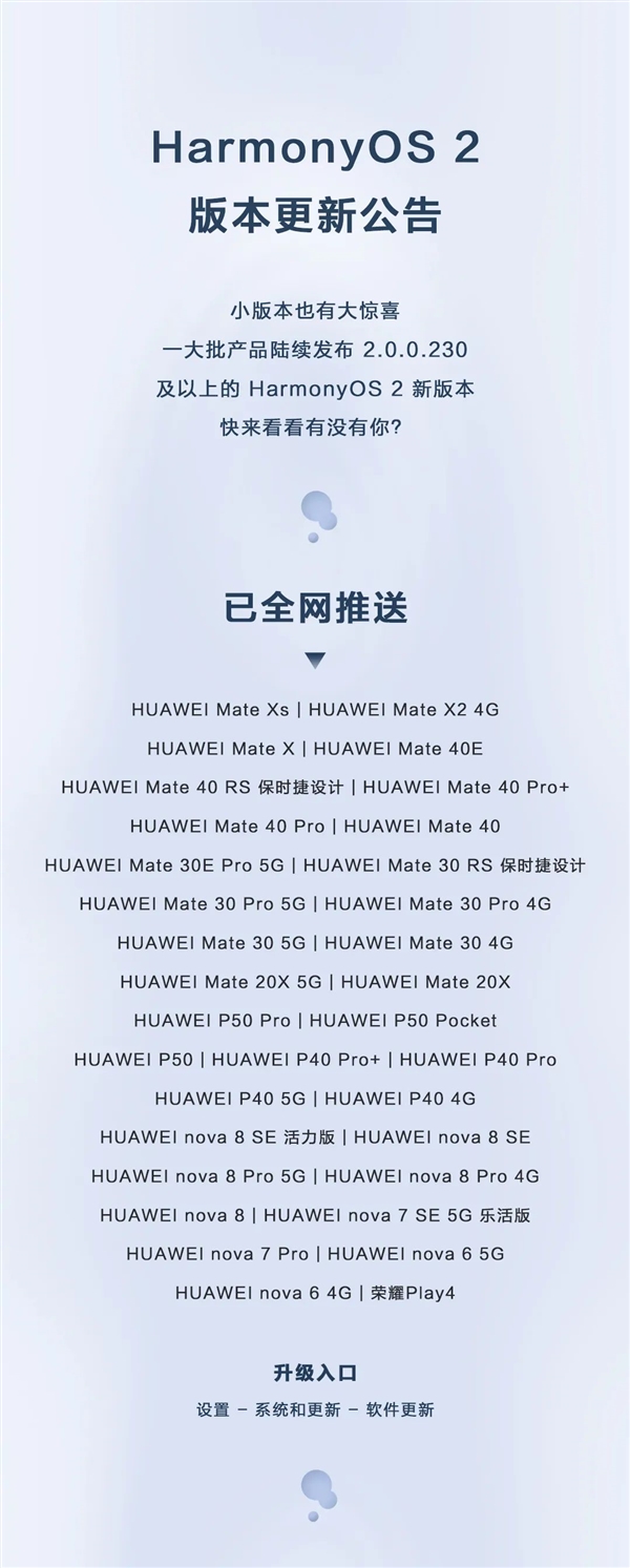 华为鸿蒙OS 2.0.0.23x上新！支持124款设备 快看有你吗？
