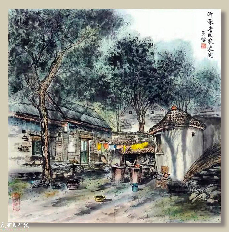 王蔓榕中国画作品：《沂蒙老区农家院》